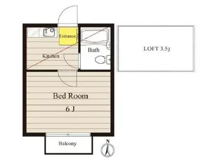 シャンブルイグレク(1K/2階)の間取り写真