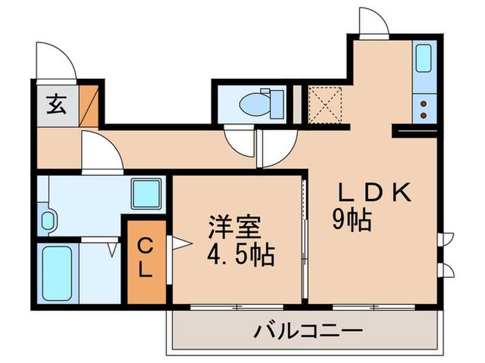 パークリバー I(1LDK/1階)の間取り写真