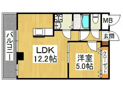 フロレンシアハイム(1LDK/3階)の間取り写真