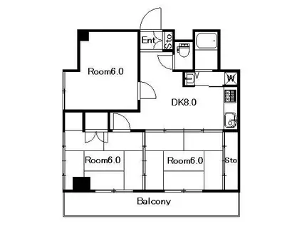 伊藤ハイム(3DK/1階)の間取り写真