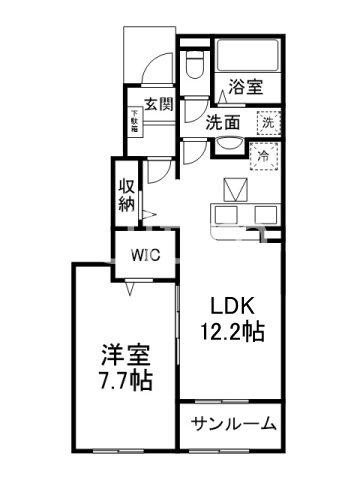 BELLE TORTUE(1LDK/1階)の間取り写真