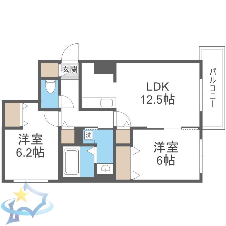 RAINBOW ROAD南円山(2LDK/3階)の間取り写真