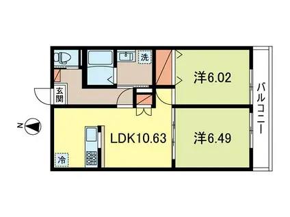 エトーレ グリーン フォレスト(2LDK/1階)の間取り写真