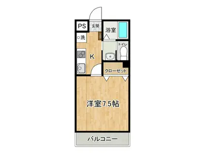 インレットつくば2(1K/1階)の間取り写真