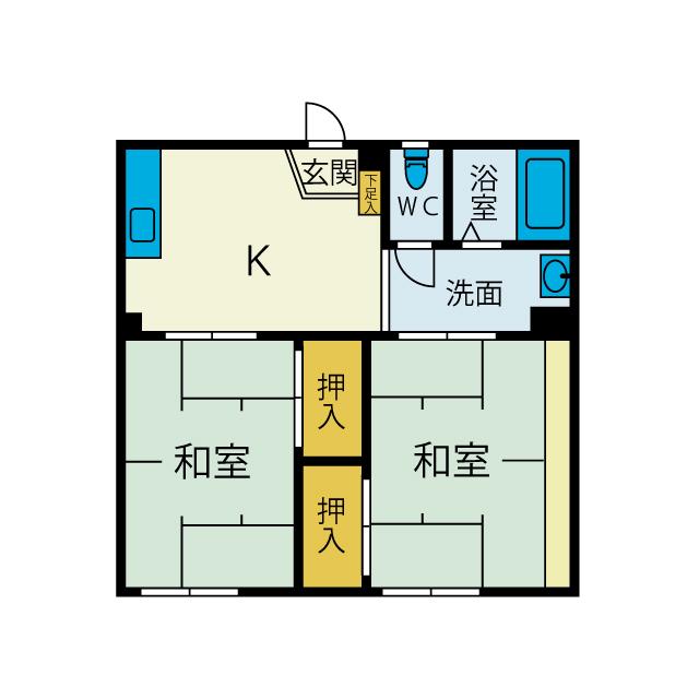カーサ花巻S館(2DK/1階)の間取り写真