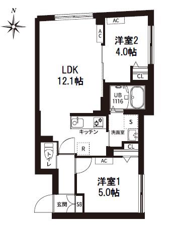 レピュア旗の台レジデンス(2LDK/2階)の間取り写真