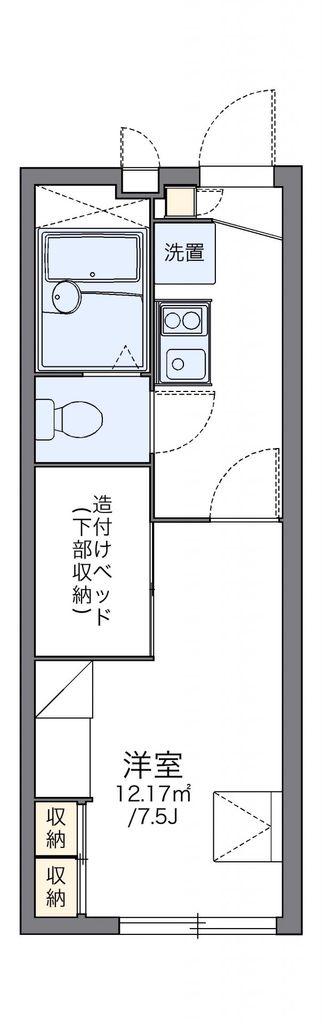 レオパレスハピネス(1K/1階)の間取り写真