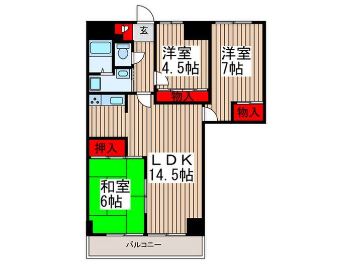 TS GARDEN 蕨III(3LDK/4階)の間取り写真