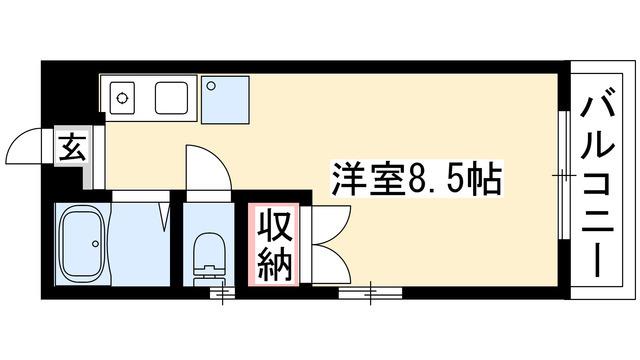 シェリーアルモン(1K/3階)の間取り写真