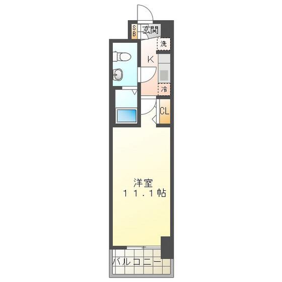 LASANTE鵜の森(1K/8階)の間取り写真