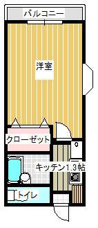 第四まるもビル(1K/3階)の間取り写真
