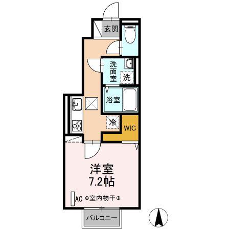D-ROOM小倉寺 A(1K/1階)の間取り写真
