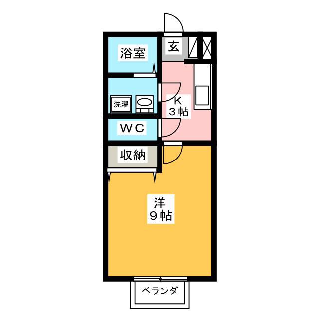 サンハイムカワムラB(1K/1階)の間取り写真