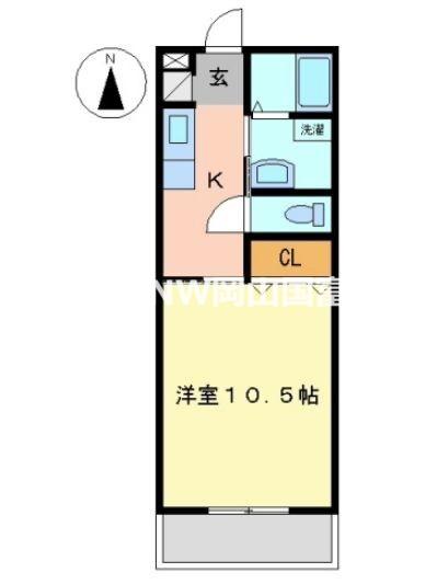 クレセール津島(1K/3階)の間取り写真