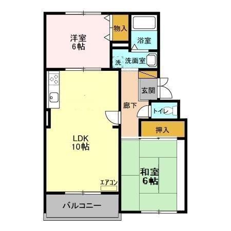 カーサみつわ台E(2LDK/3階)の間取り写真