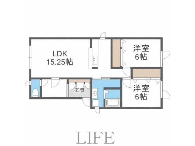 岩泉ハウスB(2LDK/1階)の間取り写真