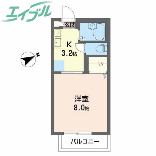 ステージア日永 E棟(1K/1階)の間取り写真