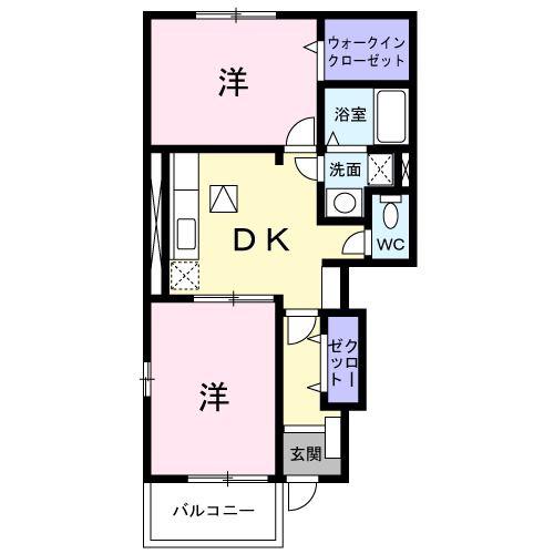ソラーレカーサ(2DK/1階)の間取り写真