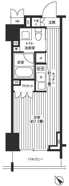 レジディア渋谷(1K/9階)の間取り写真