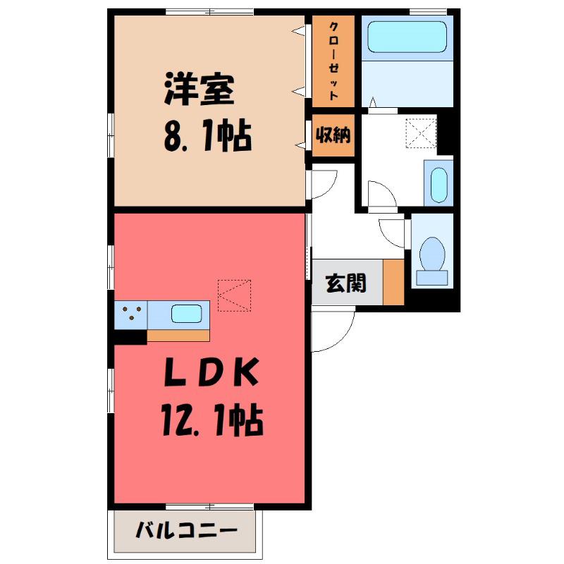 グランジェ II(1LDK/2階)の間取り写真