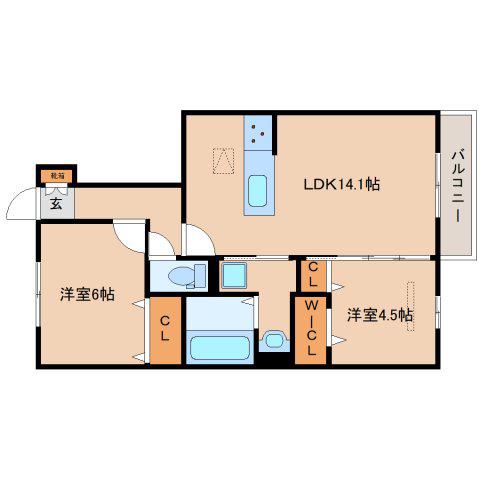 メゾンドピノ(2LDK/1階)の間取り写真
