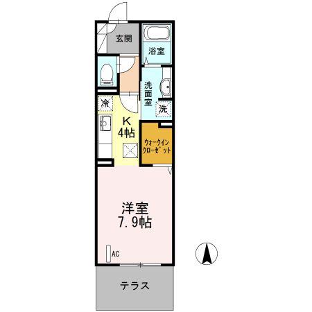 LUANA湘南(1K/1階)の間取り写真