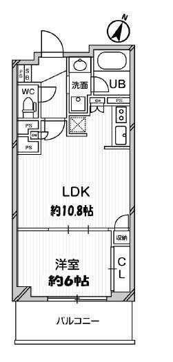 ドゥーエ大宮(1LDK/4階)の間取り写真