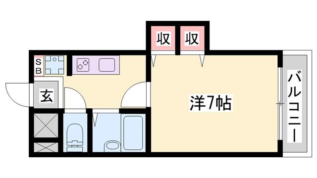 ジュネス神屋町(1K/6階)の間取り写真