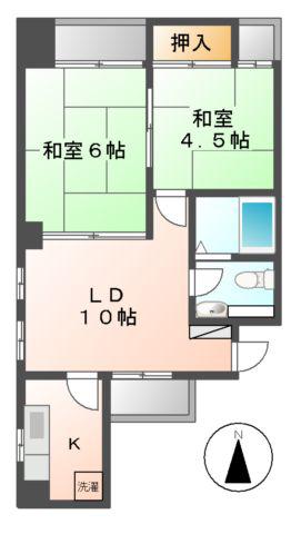 谷口ビル(2LDK/2階)の間取り写真