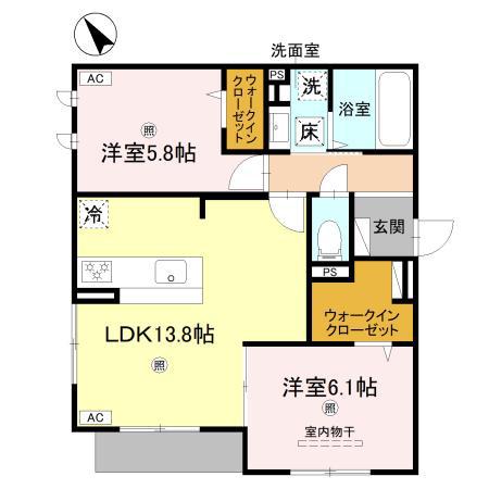 PORTO SERENO(2LDK/1階)の間取り写真