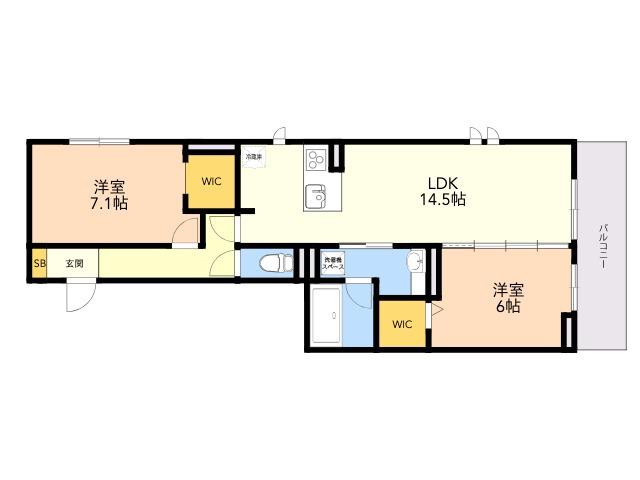 D-ROOM樋井川4丁目(2LDK/2階)の間取り写真