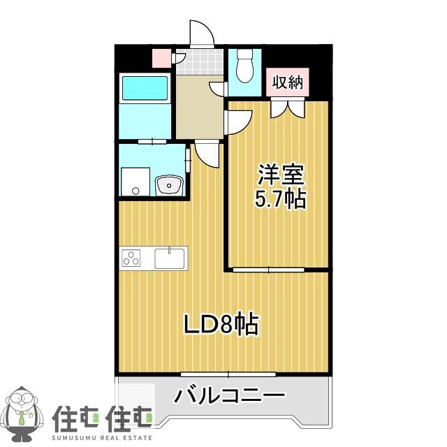 メロン宇佐美(1LDK/2階)の間取り写真