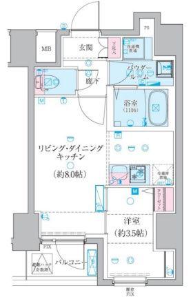 GENOVIA椎名町(1LDK/5階)の間取り写真