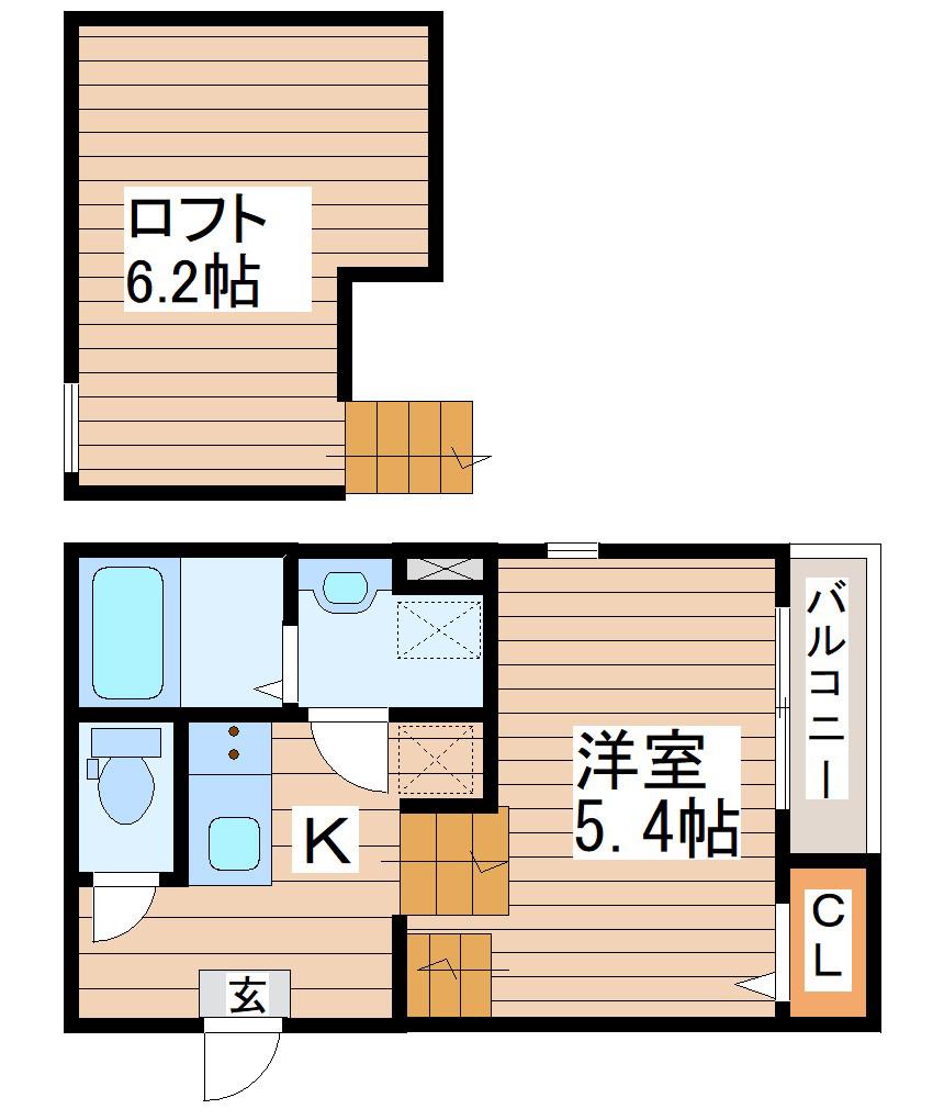 マルシエール黒松(1K/2階)の間取り写真