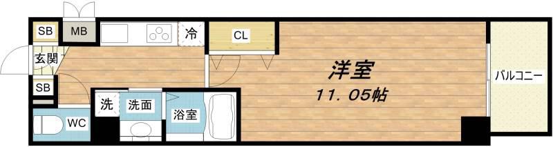 アーバンフラッツ心斎橋 (1K/4階)の間取り写真