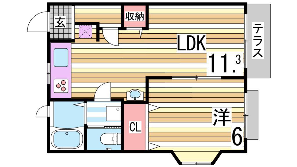 スカイハイツIII(1LDK/2階)の間取り写真