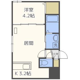 TEMIDENCE北22条(1LDK/2階)の間取り写真