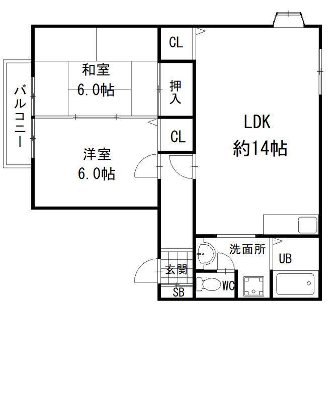 リバーランドジョイD棟(2LDK/1階)の間取り写真