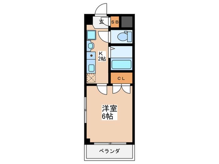 パークサイドフラット(1K/2階)の間取り写真