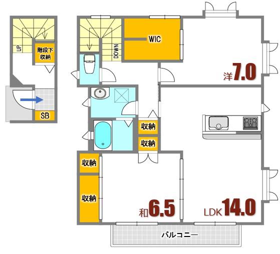 ドミール畠山 弐番館(2LDK/2階)の間取り写真