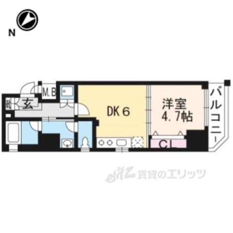 ベラジオ京都洛南2(1DK/3階)の間取り写真