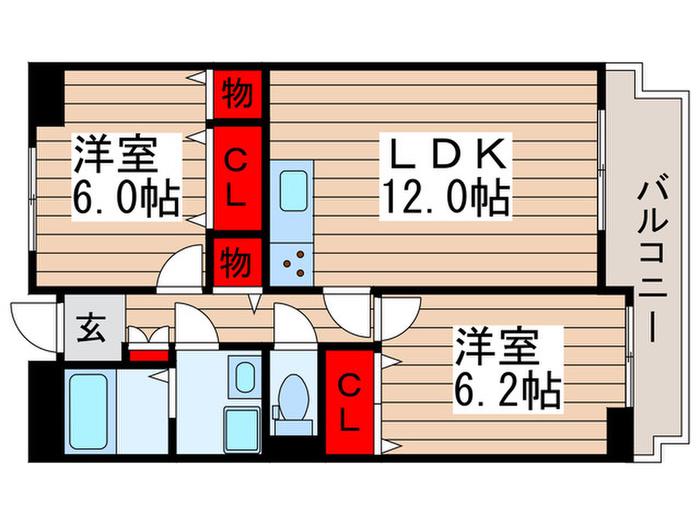 サウスワード(2LDK/1階)の間取り写真