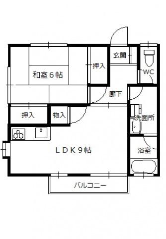 城前ハイツ(1LDK/2階)の間取り写真