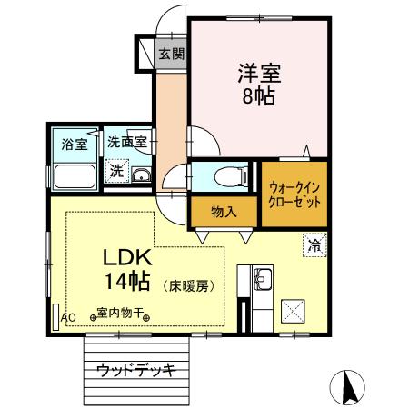 ルミエール I(1LDK/1階)の間取り写真