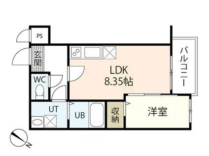 トラスティレジデンス地御前西館(1LDK/1階)の間取り写真