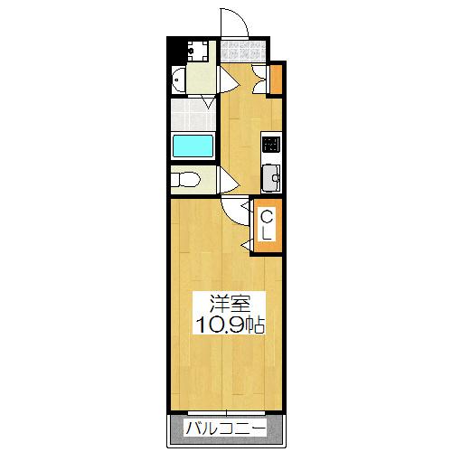 SQUARE HERO-A(1K/4階)の間取り写真
