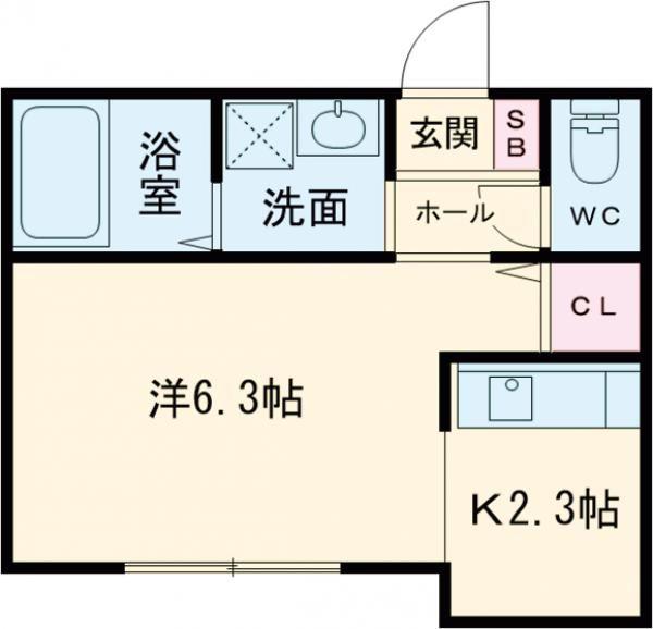 SUNRISE姫路(1K/1階)の間取り写真