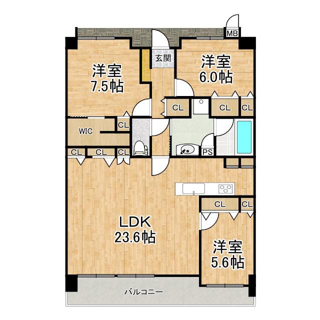 パレ・ロワイヤル東雲III番館(3LDK/4階)の間取り写真