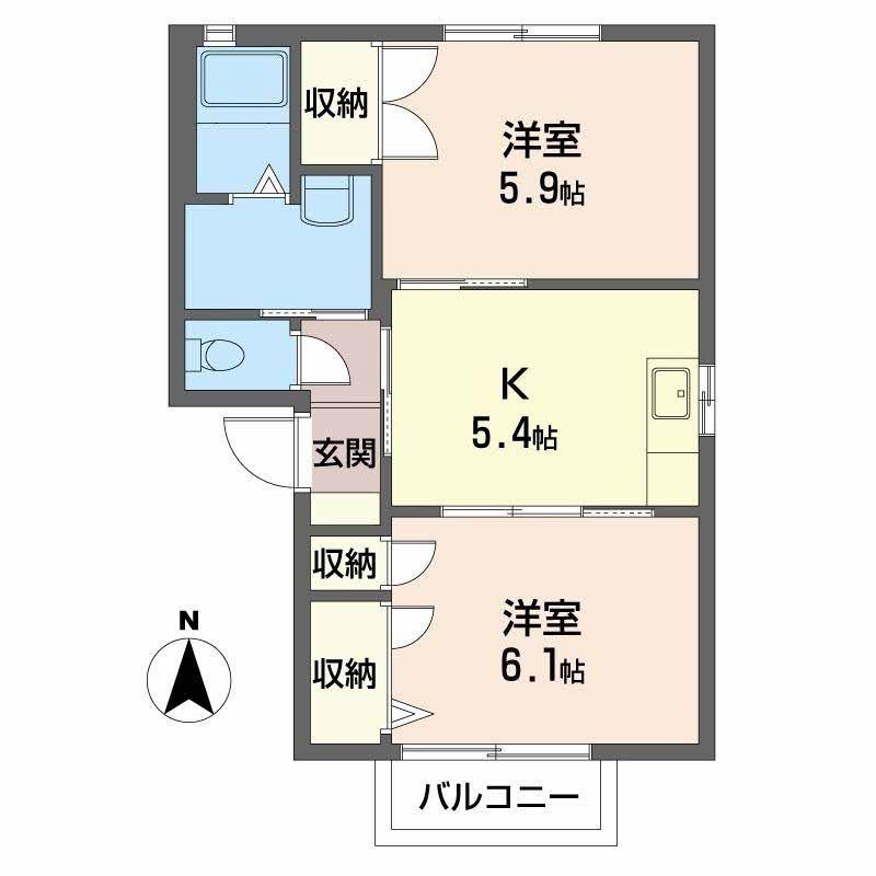 ケミカル・ワンAB(2K/2階)の間取り写真