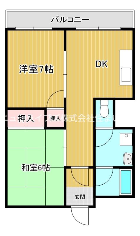 グロース寝屋川1(2DK/4階)の間取り写真